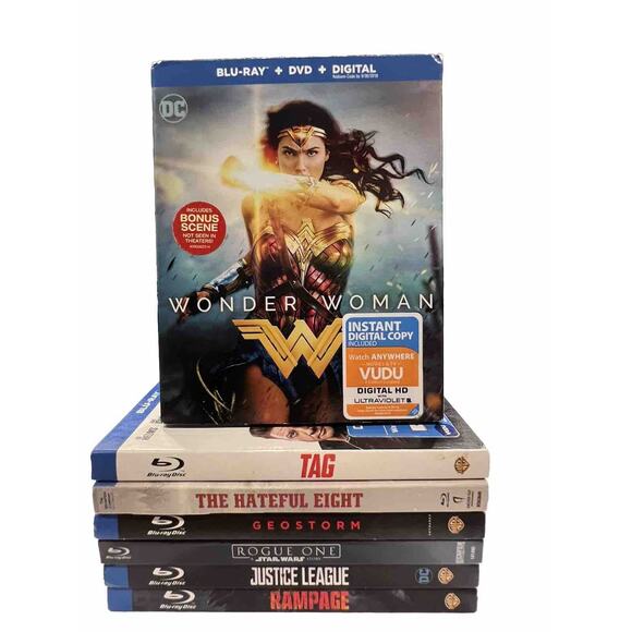 7 Blu-ray Lot W/ Slip Cover. Comedy, Action.Drama. Rogue One, Wonder, Woman. - Picture 1 of 11